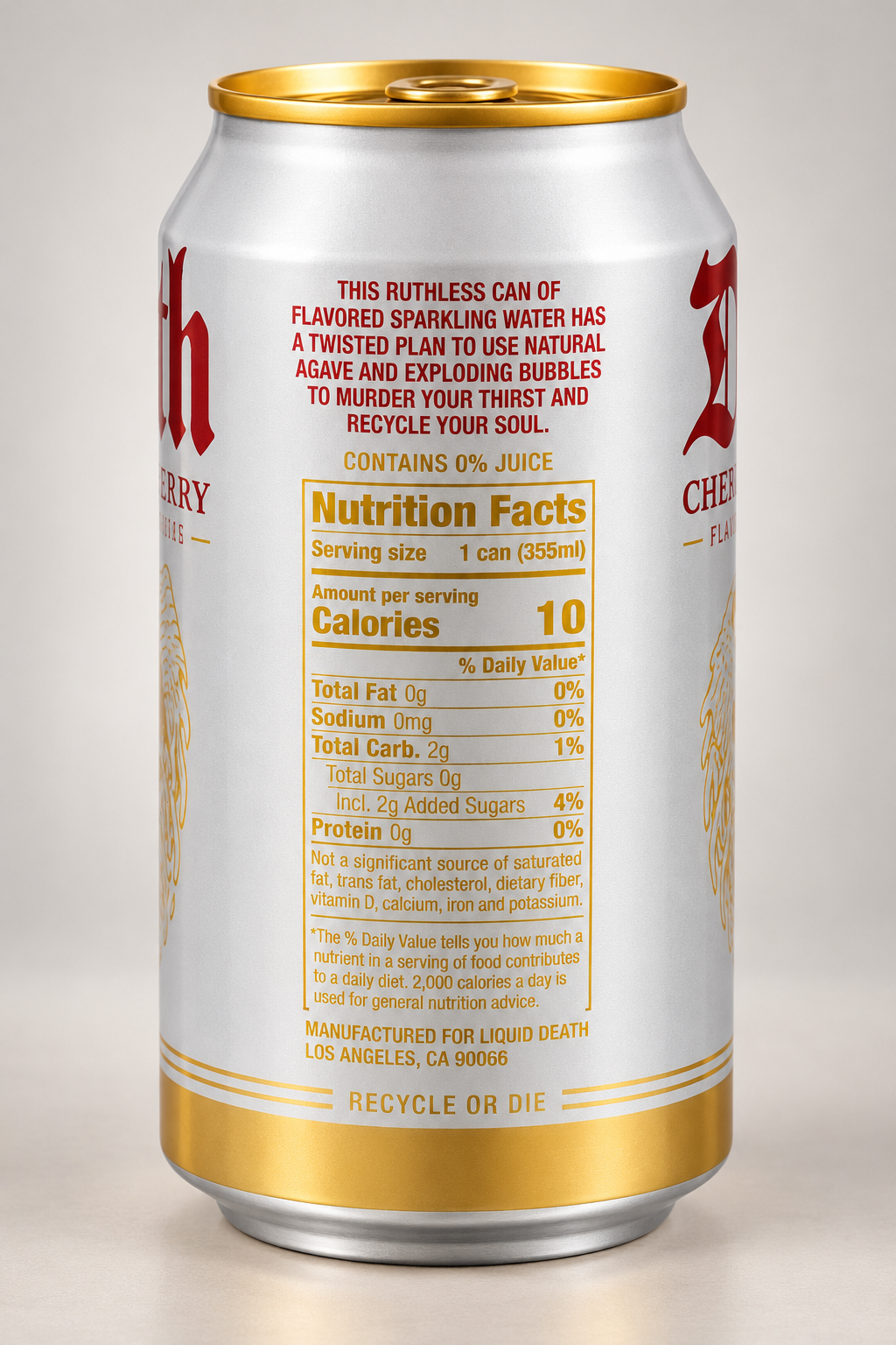 Liquid Death Cherry Obituary Flavored Sparkling Water – 355 ml (12 fl oz) | Pack of 02 | USA