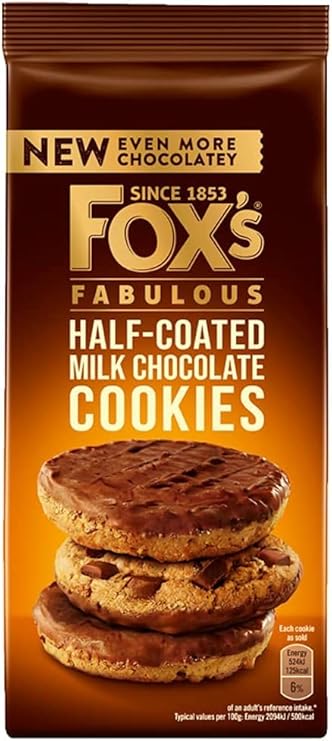 Fox's Fabulous Half Coated Milk Chocolate Cookies, 175 grams ( Pack of 2 )