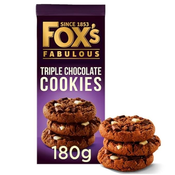 Fox's Biscuit Chunkie Cookies, Triple Chocolate, 180 Gram ( Pack of 2 )