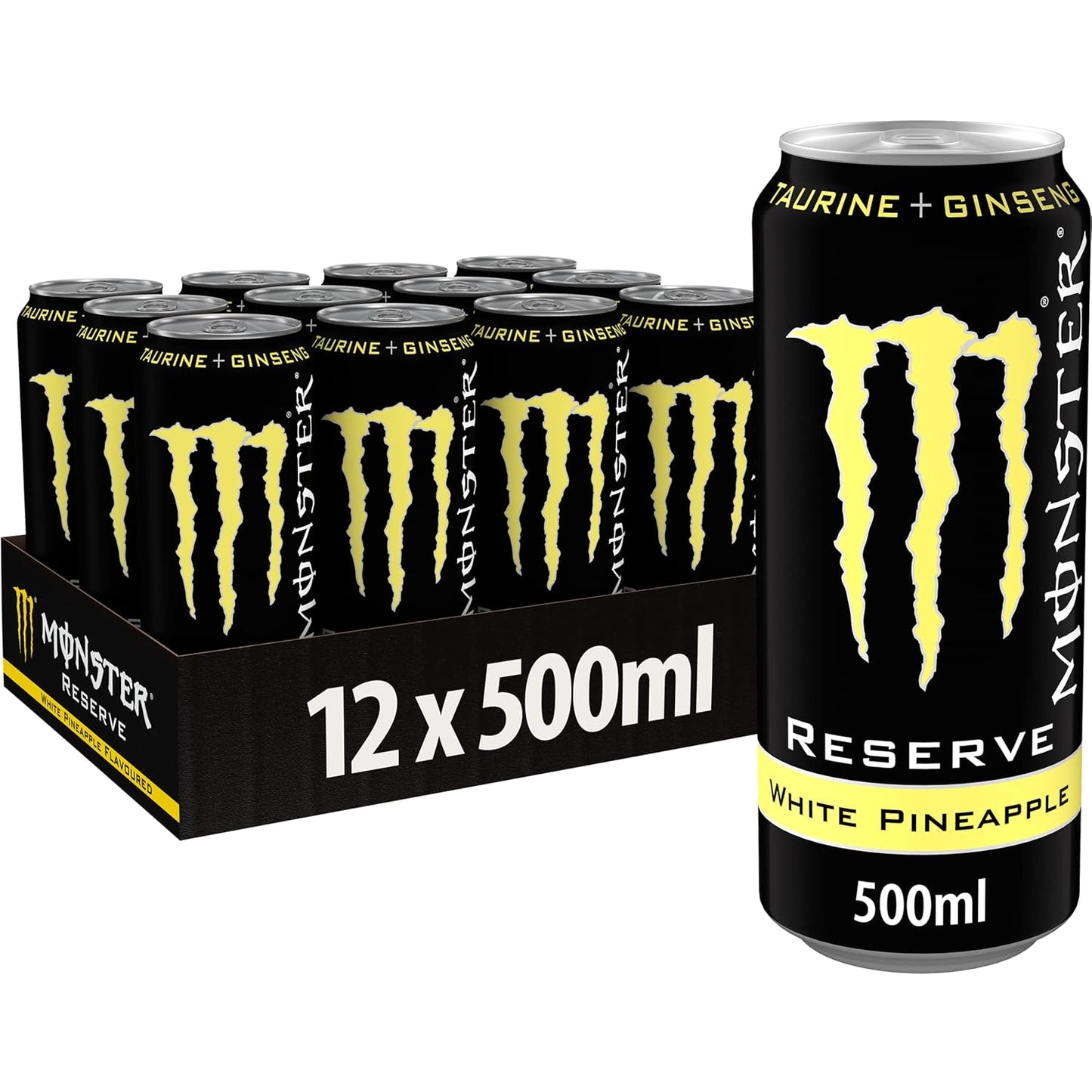 Monster Energy® White Pineapple Carbonated Energy Drink | Pack of 12 Cans (UK)