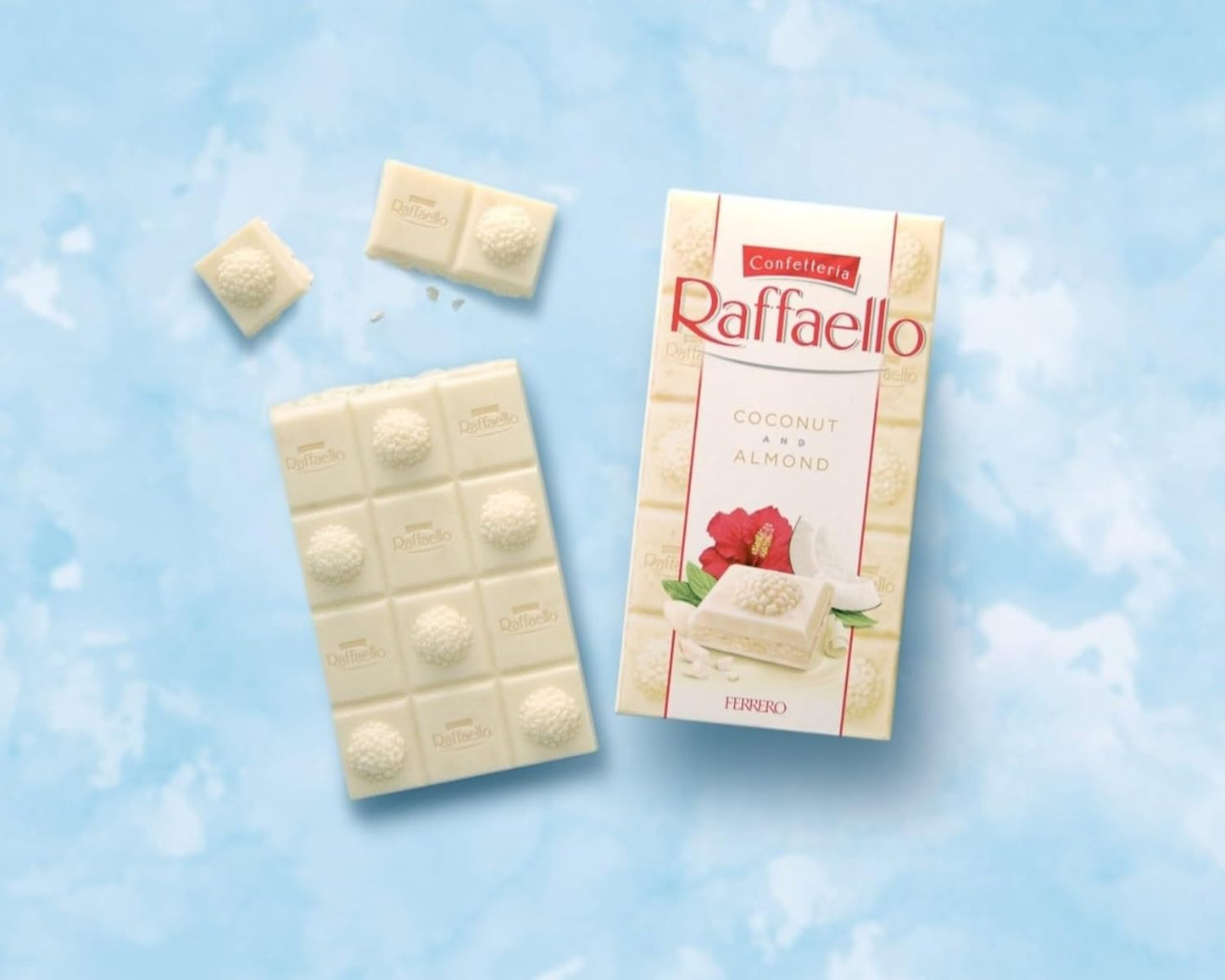Ferrero Raffaello White Chocolate Bar with Coconut & Almond, Creamy Filling with Crunchy Almond Pieces (90g) By COUGAR - (Imported-UK)