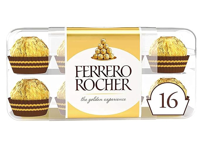 Ferrero Rocher, Exquisite Hazelnut And Milk Chocolate Premium Gift Box, 16 Pieces (200 Gram)