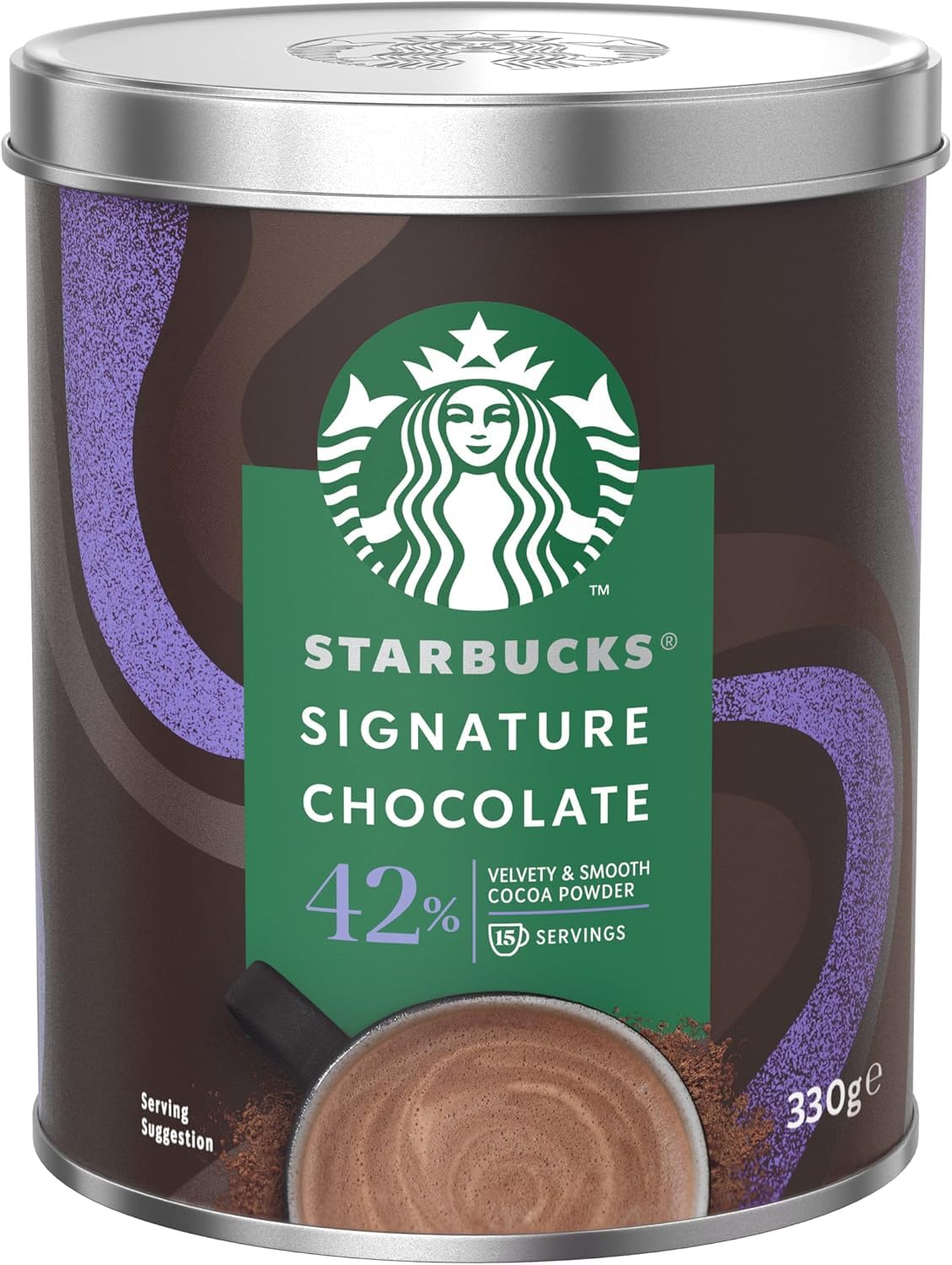 Starbucks Signature Chocolate 42%, Hot Chocolate Mix, Velvety Smooth Chocolate 330gm, 15 Servings (Product Of UK)