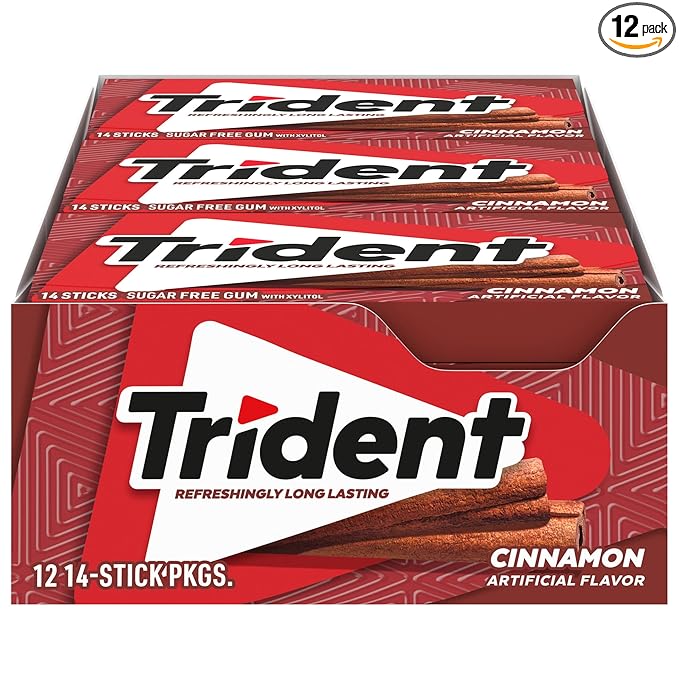 Trident Cinnamon Sugar Free Gum, 14 Sticks, 26 g, 12 Pack