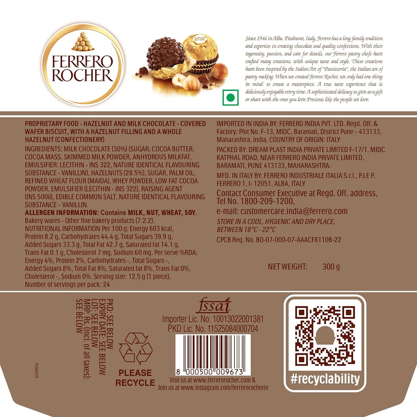 Ferrero Rocher Premium Chocolates 24 Pieces, 300 g