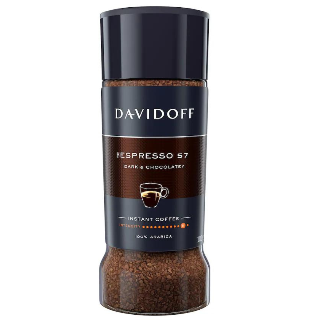 Davidoff Espresso 57 Intense Instant Coffee 100% Arabica, 3.53 oz ℮ 100 g, Granule, Glass Bottle