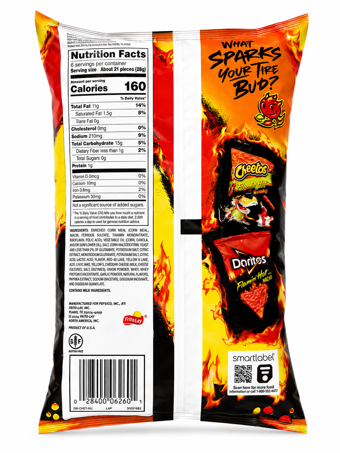 Cheetos Flamin Hot Crunchy Snacks - Cheese Flavoured, 226.8g