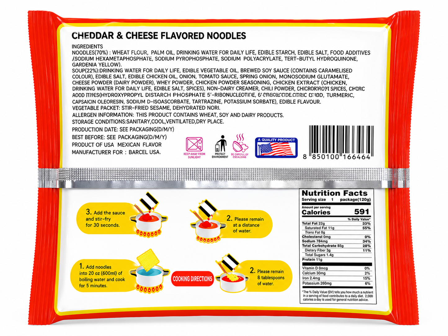 Takis's Intense Nacho Cheddar & Cheese Flavored Noodles, Non-Spicy, 140g(Pack of 03)