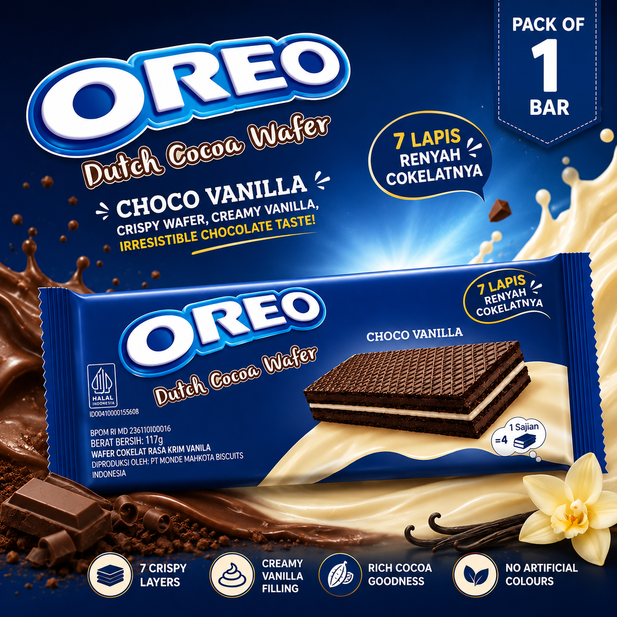 Oreo Dutch Cocoa Wafer, Choco Vanilla 117g