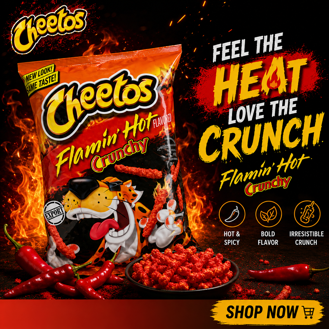 Cheetos Flamin Hot Crunchy Snacks - Cheese Flavoured, 226.8g(USA)