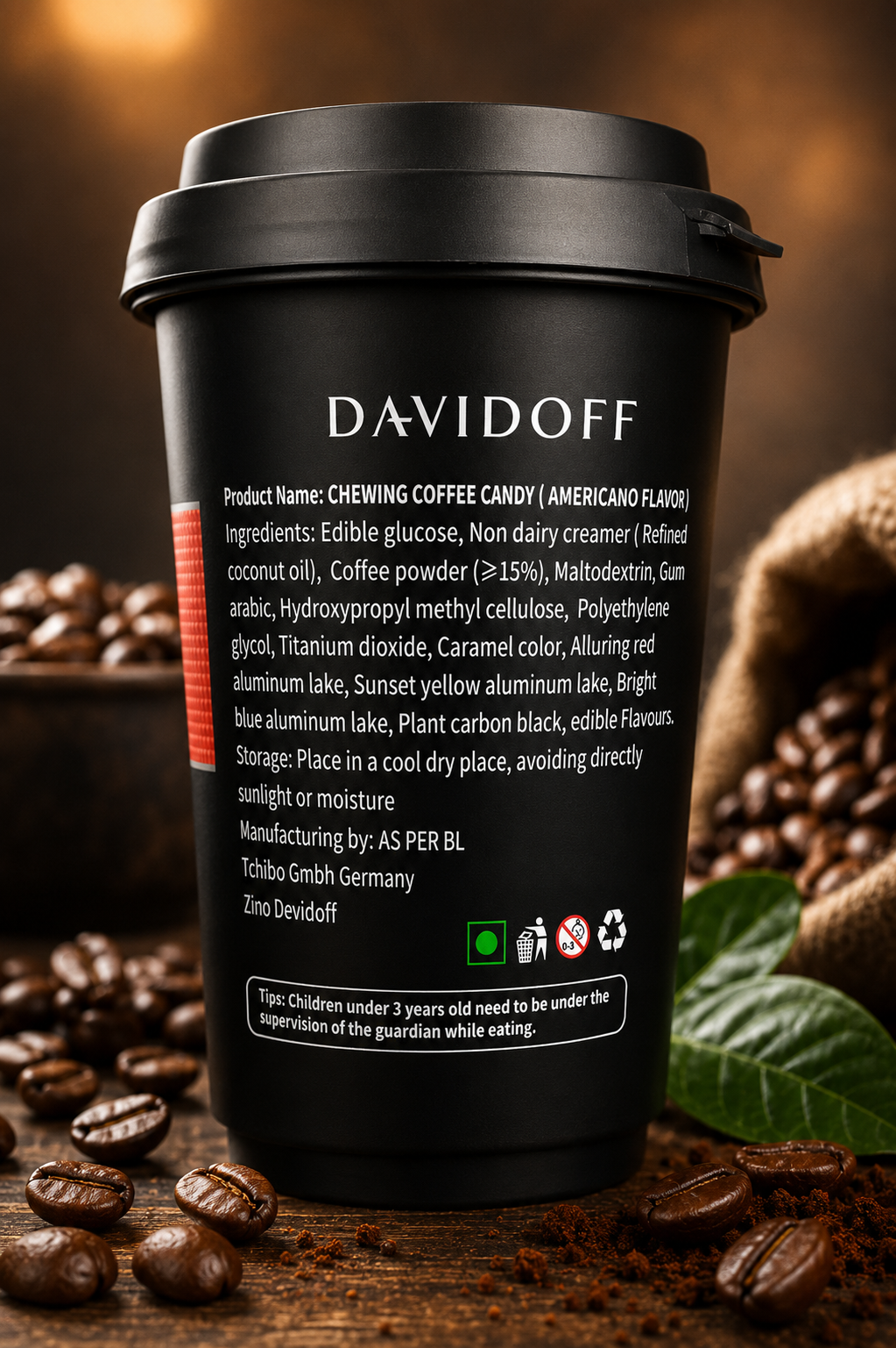Davidoff Coffee Chewy Candy, Americano Flavor, 50g (Pack f 02) (Germany)