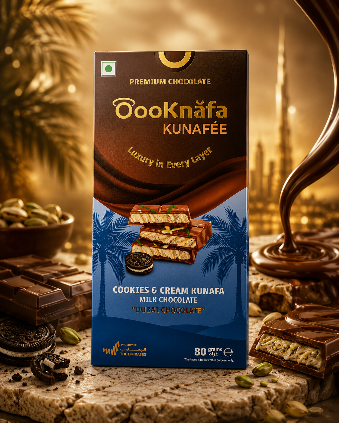 Cookies N Cream Kunafa Chocolate 80 gm (UAE)