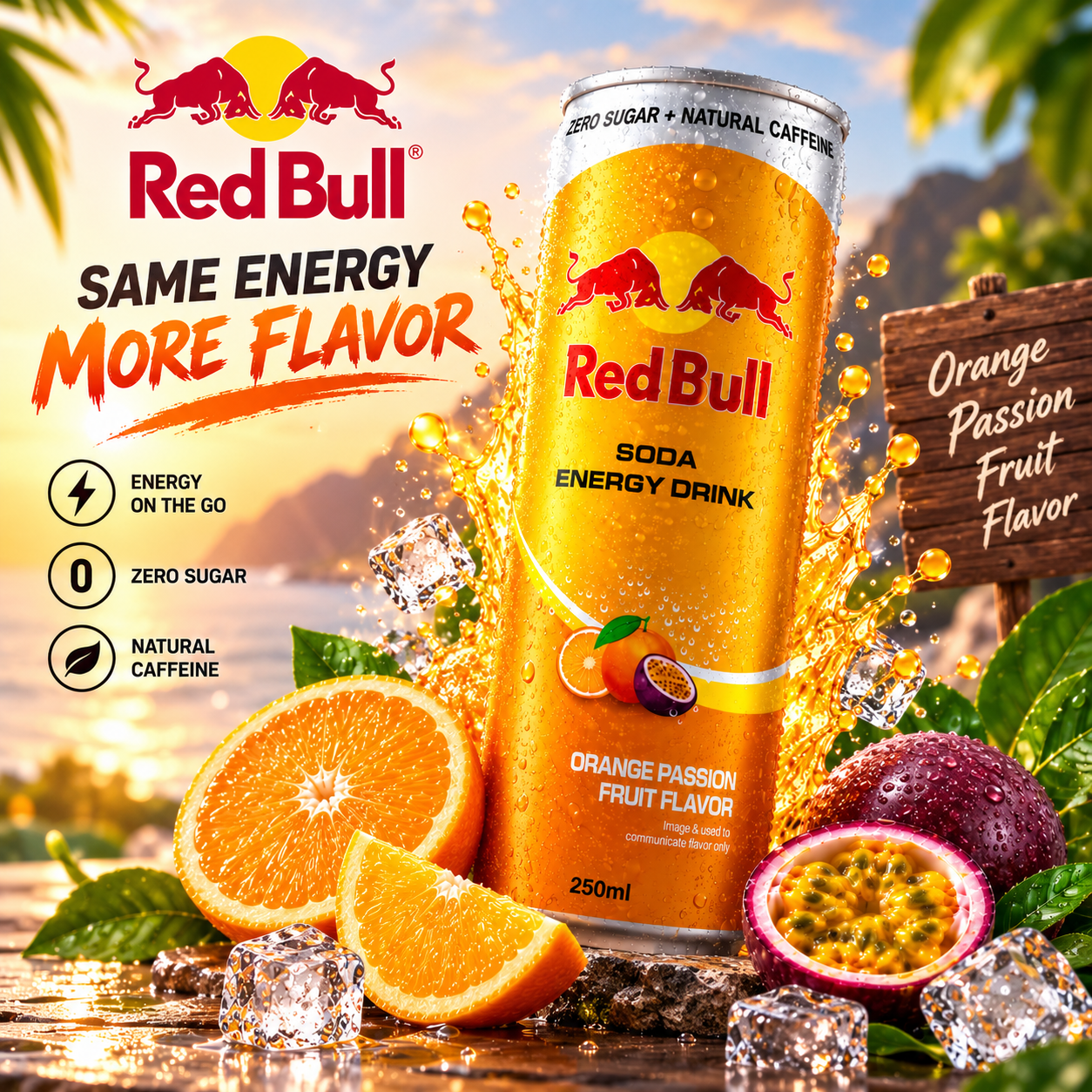 Red Bull Orange Passion Fruit – Refreshing Energy & Flavor (Pack Of 02) (250ml) (THAILAND)