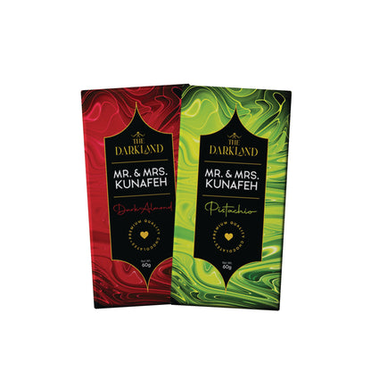 Combo Pack - MR. & MRS. Kunafa | Dark Almond & Pistachio Flavour | Aphrodisiac Chocolate Bar