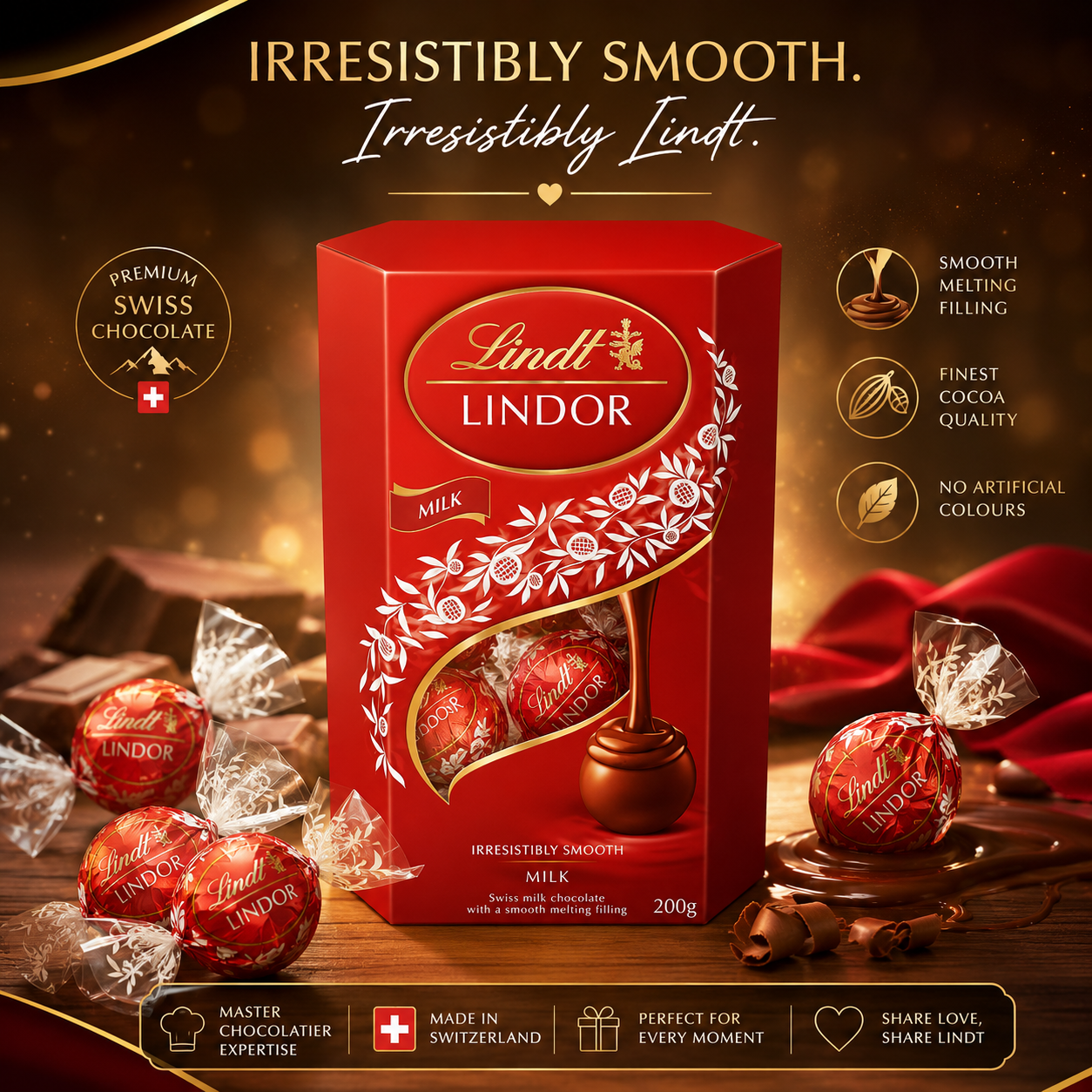 Lindt Lindor Milk Cornet Festive Sharing Pack, 200 Gram