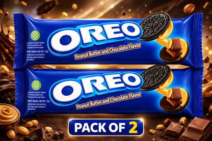 Oreo Peanut Butter & Chocolate Cream Flavoured Sandwich Biscuit (Pack of 02)