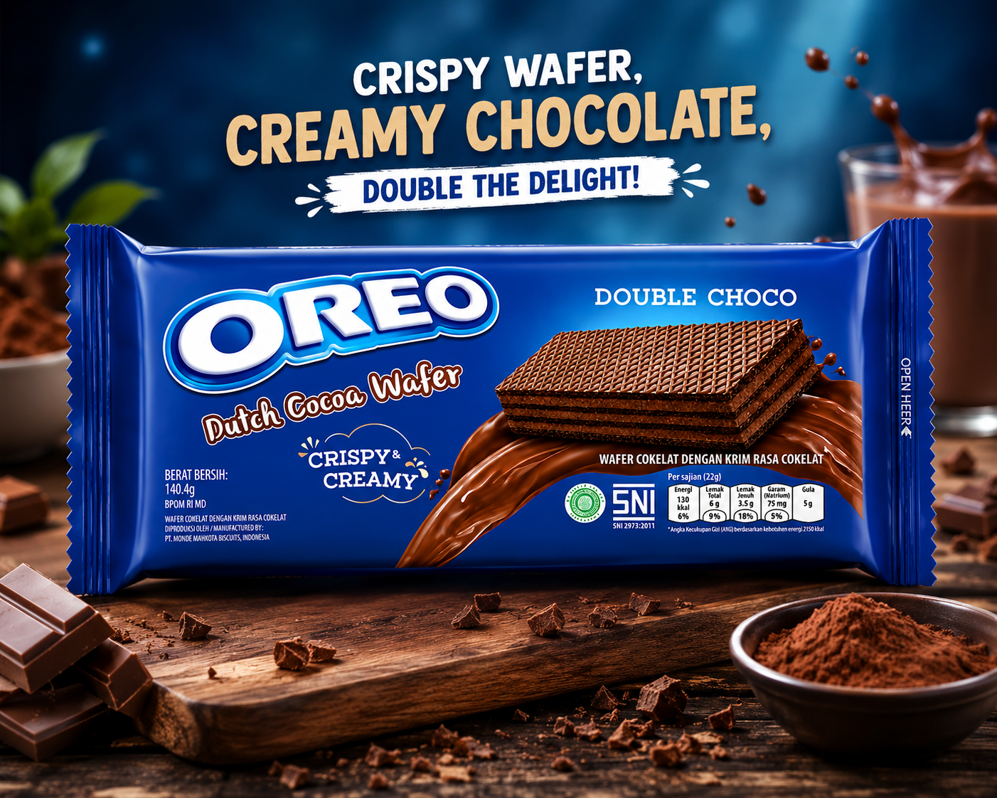 Oreo Double Choco Wafer Double Choco 117g
