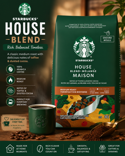 Title  Starbucks House Blend Ground Coffee – 340g