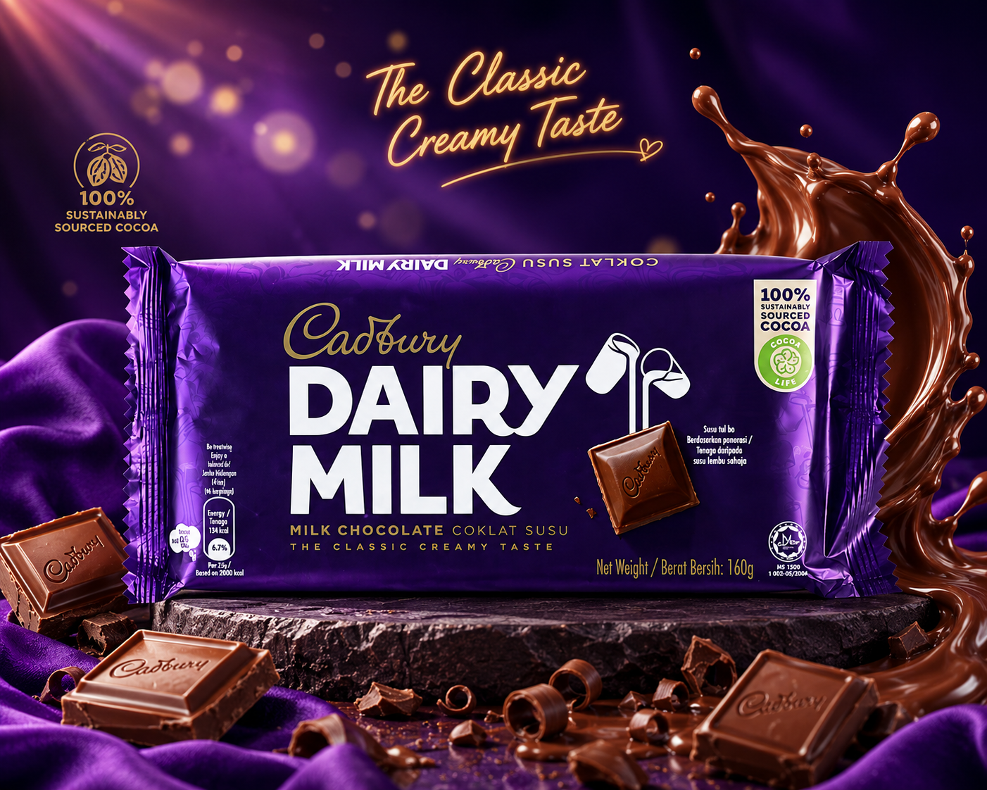 Cadburry Dairy Milk Chocolate Classic Creamy Taste, 160g (Pack of 02) (UK)
