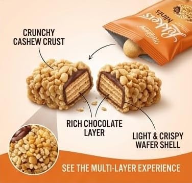 MellsBurry Lekkers Minis Premium Chocolate Mints with Cashew, by febora foods, High Protein, Crunchy Wafer Bites 150g Brand: Febora Foods
