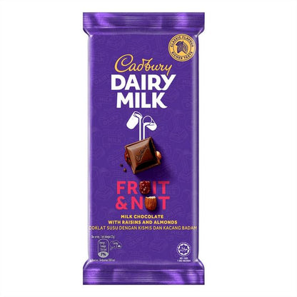 CADBURY DAIRY MILK CHOCOLATE WITH FRUIT & NUT 130G IMPORTED (MALAYSIA) ( Pack of 2 )