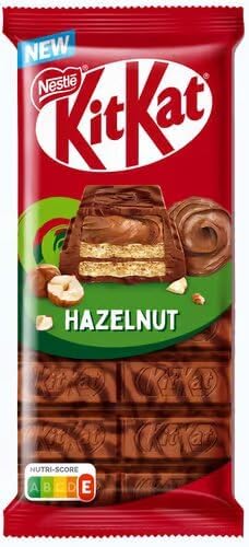KitKat Hazelnut Chocolate Bar, Milk Chocolate with Wafer Layers, 99g, Imported from UK