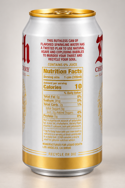 Liquid Death Cherry Obituary Flavored Sparkling Water – 355 ml (12 fl oz) | Pack of 02 | USA