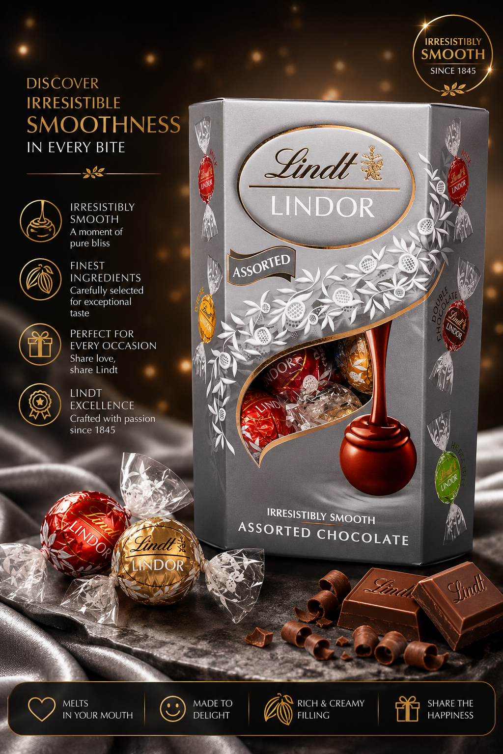Lindt Lindor Milk Cornet Festive Sharing Pack, 200 Gram