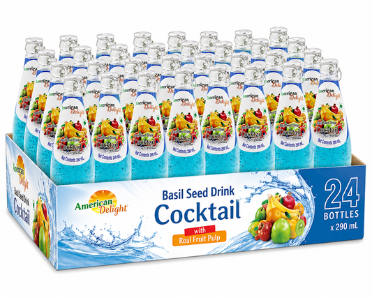 American Delight Flavored Drink with Basil Seed |Cocktail Flavored Drink with Basil Seed | Pack of 24 x 300ml Each | Ready to Serve Drink