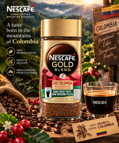 NESCAFÉ Gold Blend Cap Colombia 100% Arabica Instant Coffee – Fruity & Delicate | 95g (Colombia))