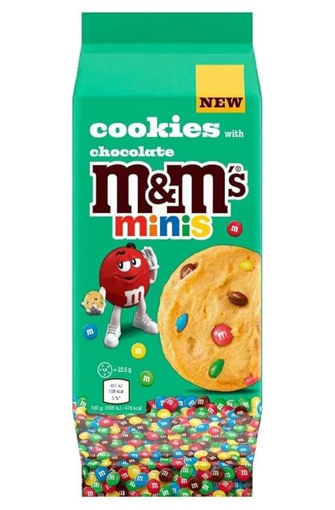 M&M Minis Cookies with Chocolate Chips, 180gm (USA) ( Pack of 2 )