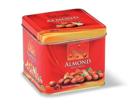 Alfredo Almond Milk Chocolate Covered With Almonds in Red Tin Nutties 105g (From Malaysia)