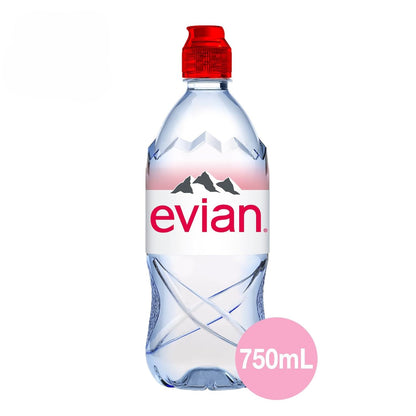 Evian Mineral water, Naturally Filtered Drinking water, 750ml Bottled Water Crafted by Nature, Case of 12 x 750ml Sports Cap Water Bottles