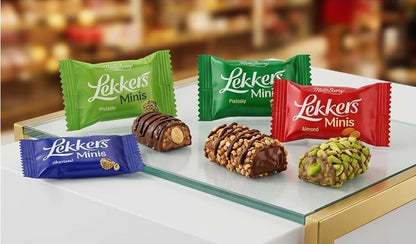 MellsBurry Lekkers Minis Assorted Hazelnut Chocolate Wafer Bites, Nuts Coated Crunchy Snack, 150g