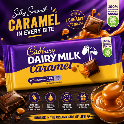 Cadbury Dairy Milk Caramel Chocolate Bar, Creamy Dairy Milk and Golden Caramel, 180 g (UK)