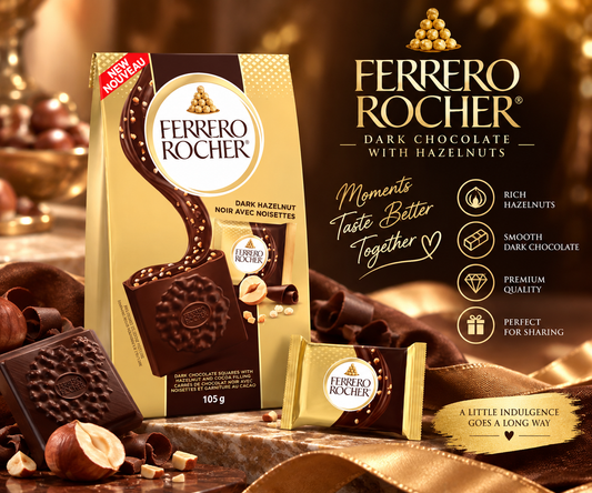 Ferrero Rocher Dark Chocolate with Hazelnuts – 105g | (Switzerland)