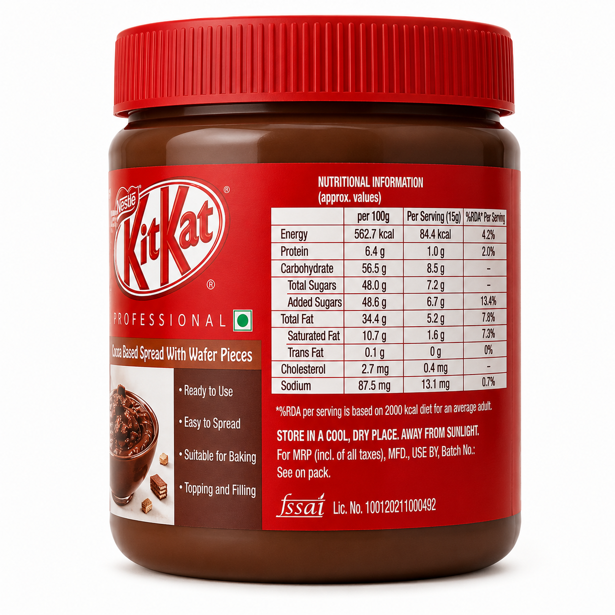 Nestlé KitKat Professional Cocoa Based Spread with Wafer Pieces | Premium Chocolate Spread for Baking, Desserts & Toppings