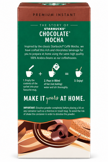 Starbucks Chocolate Mocha Premium Instant Coffee – Rich & Chocolatey – 5 × 22g (110g) (UK)