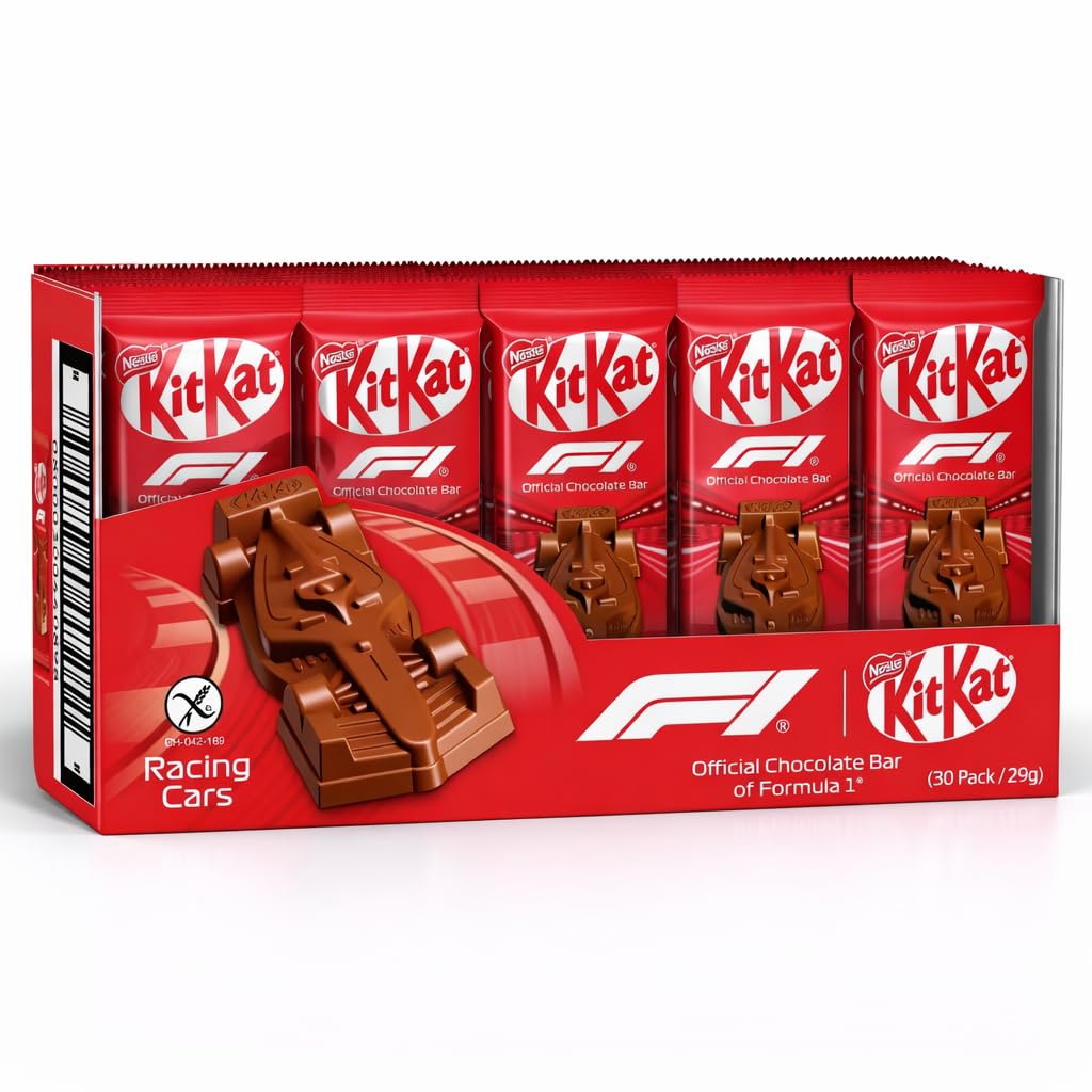 Nestlé KitKat F1 Racing Cars Edition Milk Chocolate Bar, (30 Pack x 29g) 870g Box - Individually Wrapped Chocolate Cars (UK)