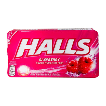 HALLS Raspberry Flavoured Center, Filled Candy (pack of 18) (Thailand)