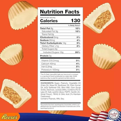 Reese's Miniature Cups Assortment, Milk Chocolate and White Creme Peanut Butter Cups, 200g (Product Of USA)