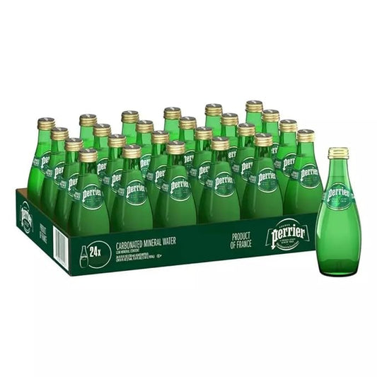 Perrier Natural Mineral Carbonated Sparkling Water, 330ml - Pack of 24, Imported (From France)