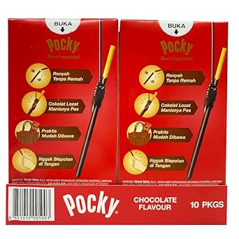 Glico Pocky Chocolate Cream Covered Biscuit Sticks, 47 Gram, 10 Pack