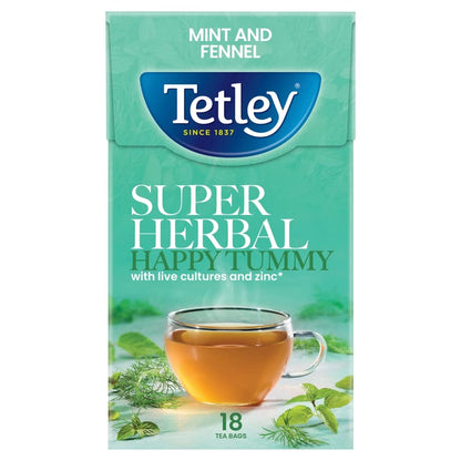 Tetley Super Herbal Happy Tummy Grean Tea IMPORTED