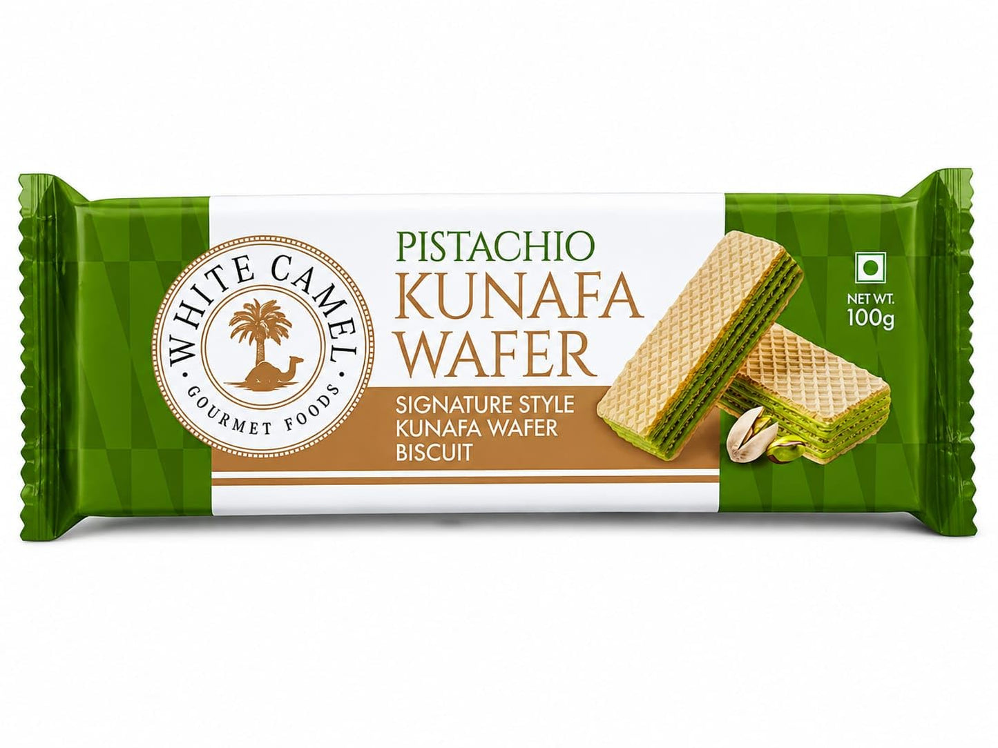 White Camel Dubai Pistachio Kunafa Crunch Wafer Biscuit, 100g (Pack of 03) (India)