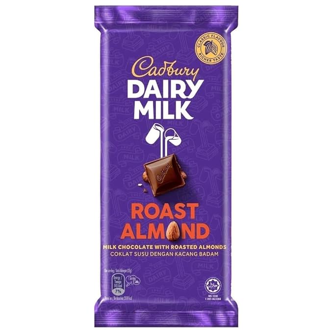 CADBURY DAIRY MILK CHOCOLATE ROASTED ALMOND 130G IMPORTED (MALAYSIA)