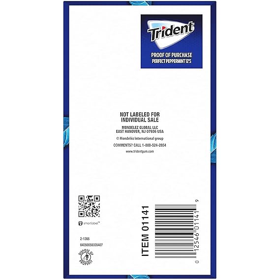 Trident Sugar Free Gum Perfect Peppermint Refreshingly Long Lasting, 12 Pack