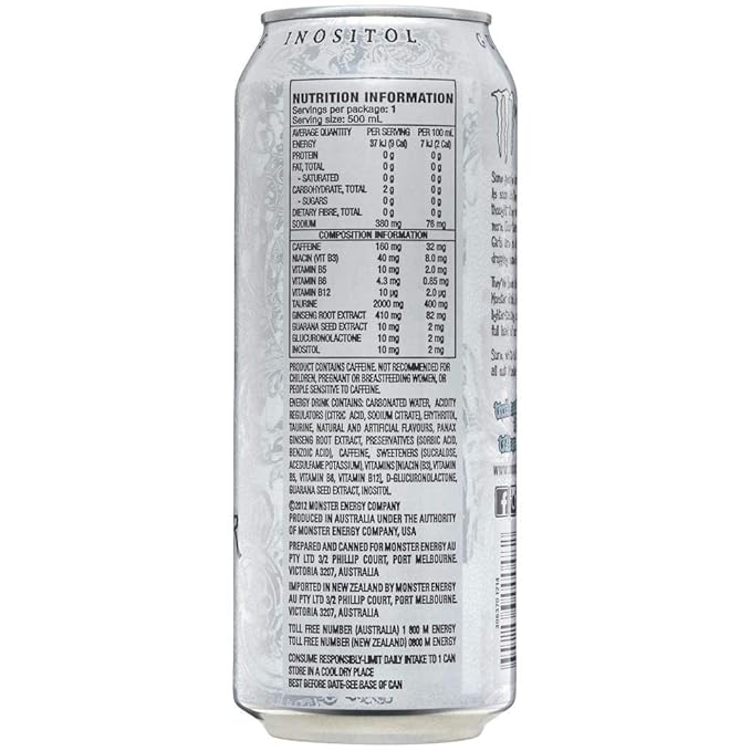 Monster Energy Chefsneed Ultra Zero Drink, (Pack Of 12 Cans X 500Ml Each), Vegetarian - Ultra Zero