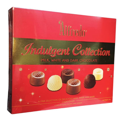 Alfredo Indulgent Collection – Assorted Milk, White & Dark Chocolates | 110g (Malaysia)