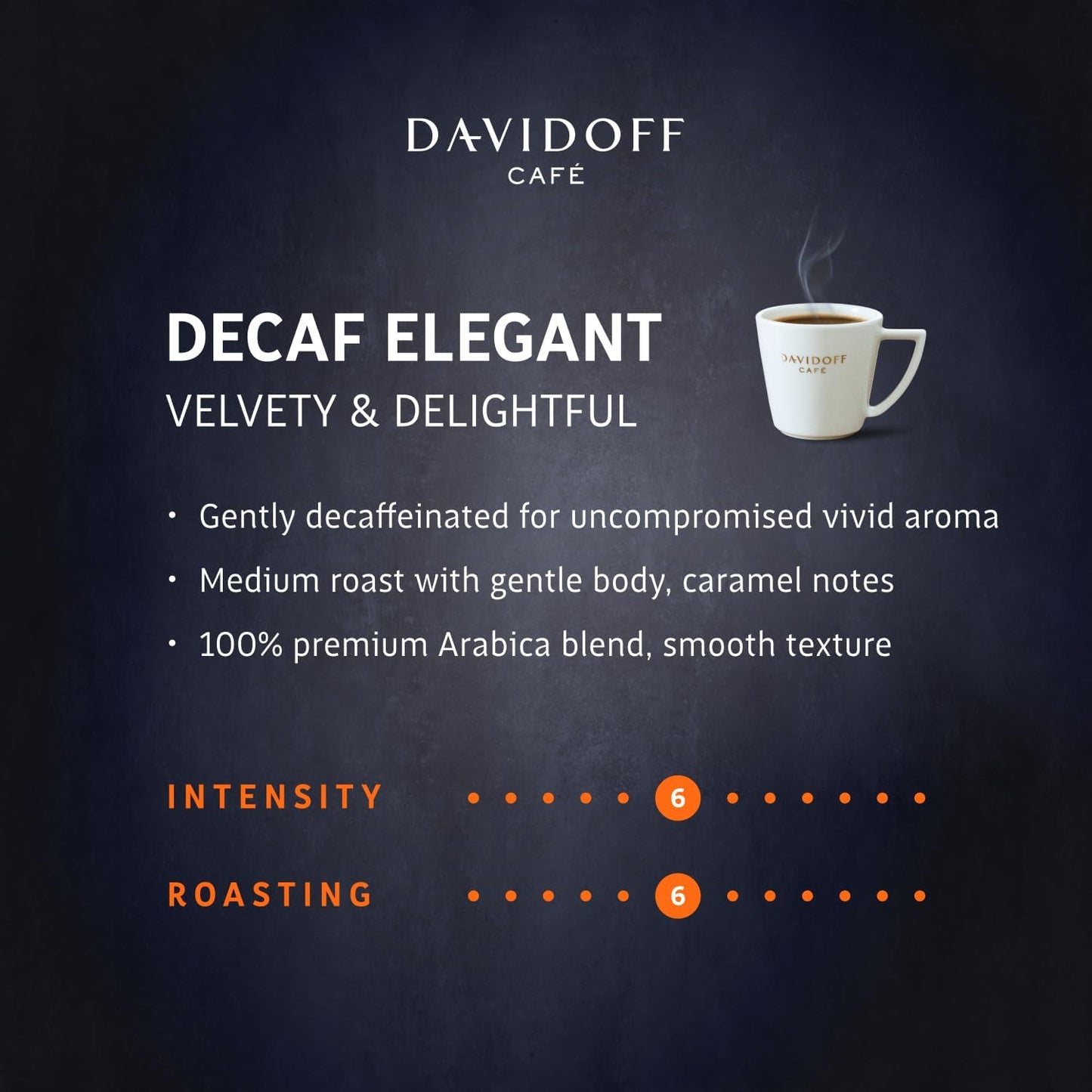 Davidoff Decaf Elegant Instant Coffee - 6/12 Intensity - 100% Arabica - 100G (Colombia)
